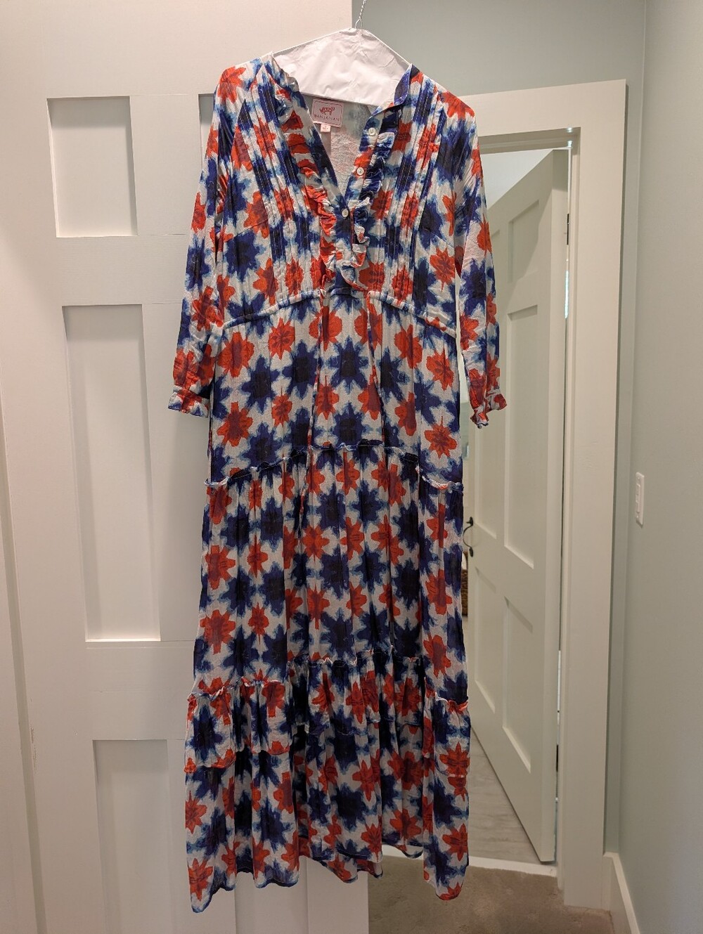 Banjanan Red And Blue Printed Maxi Dress